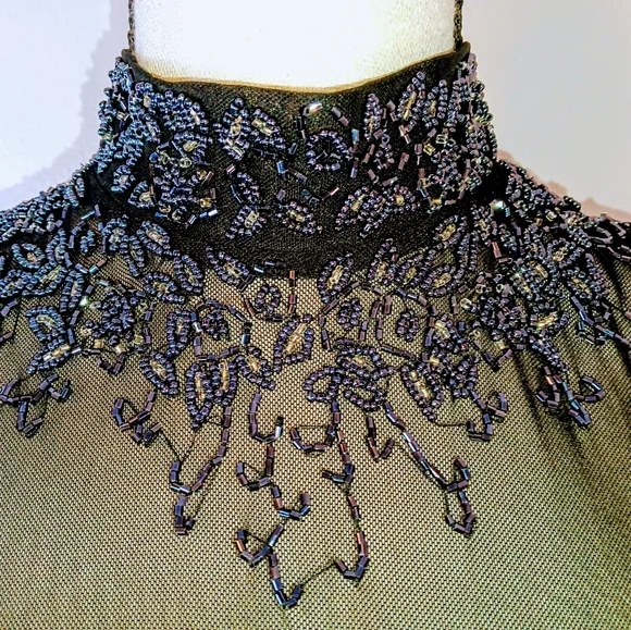 Vintage :: Ste'nay Sequin Regency Beaded Black Maxi Formal Event Dress Size 12 - Picture 4 of 13